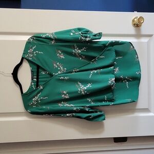 West Kei Allan Surplice Rolltab High-Low Blouse, size XS